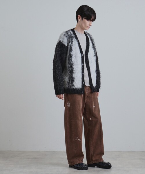 tk.TAKEO KIKUCHI（ティーケータケオキクチ）の「ボールドストライプシャギーニットVカーディガン（カーディガン/ボレロ・メンズ・ライトグレー/ブラウン系その他/ブラック・01/02/03）」の16枚目の写真