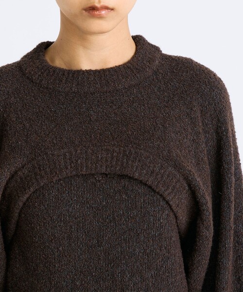 EDITION（エディション）の「ウールブークレー クロップドニット（ニット/セーター・レディース・キャメル/ピンク・FREE）」の7枚目の写真