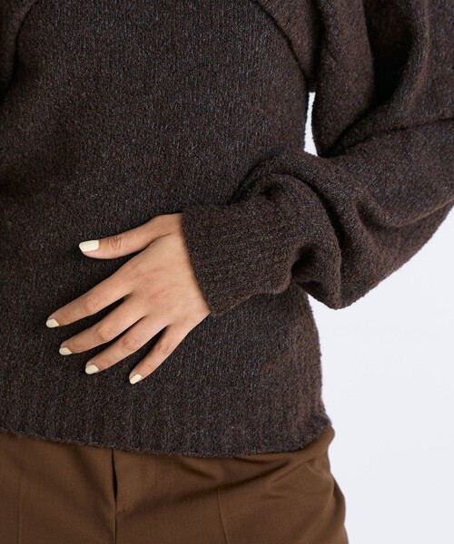 EDITION（エディション）の「ウールブークレー クロップドニット（ニット/セーター・レディース・キャメル/ピンク・FREE）」の9枚目の写真