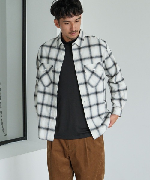 FOUND GOOD（ファウンドグッド）の「アソート柄ネルシャツ（シャツ/ブラウス・メンズ・ベージュ/ブラック/ホワイト系1/ネイビー・L/M/S/XL）」の2枚目の写真