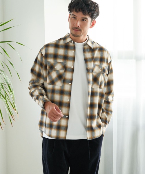 FOUND GOOD（ファウンドグッド）の「アソート柄ネルシャツ（シャツ/ブラウス・メンズ・ベージュ/ブラック/ホワイト系1/ネイビー・L/M/S/XL）」の3枚目の写真