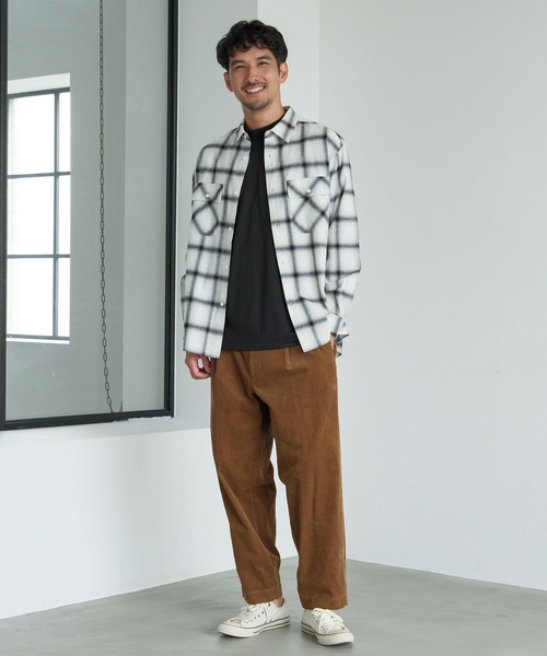 FOUND GOOD（ファウンドグッド）の「アソート柄ネルシャツ（シャツ/ブラウス・メンズ・ベージュ/ブラック/ホワイト系1/ネイビー・L/M/S/XL）」の5枚目の写真