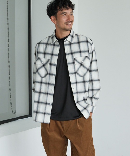 FOUND GOOD（ファウンドグッド）の「アソート柄ネルシャツ（シャツ/ブラウス・メンズ・ベージュ/ブラック/ホワイト系1/ネイビー・L/M/S/XL）」の8枚目の写真