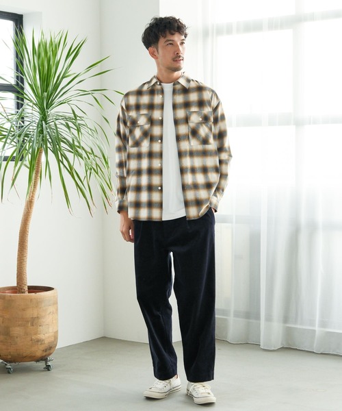 FOUND GOOD（ファウンドグッド）の「アソート柄ネルシャツ（シャツ/ブラウス・メンズ・ベージュ/ブラック/ホワイト系1/ネイビー・L/M/S/XL）」の13枚目の写真