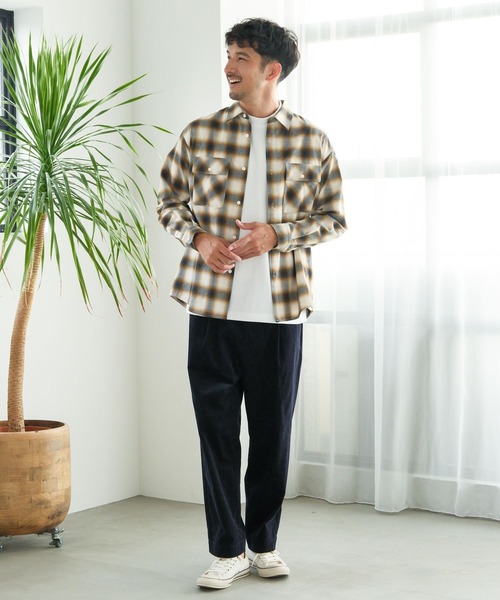 FOUND GOOD（ファウンドグッド）の「アソート柄ネルシャツ（シャツ/ブラウス・メンズ・ベージュ/ブラック/ホワイト系1/ネイビー・L/M/S/XL）」の14枚目の写真