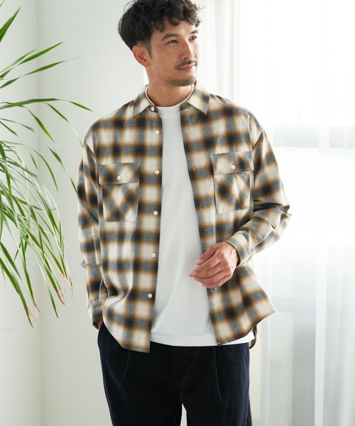 FOUND GOOD（ファウンドグッド）の「アソート柄ネルシャツ（シャツ/ブラウス・メンズ・ベージュ/ブラック/ホワイト系1/ネイビー・L/M/S/XL）」の15枚目の写真