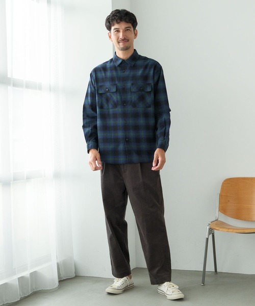 FOUND GOOD（ファウンドグッド）の「アソート柄ネルシャツ（シャツ/ブラウス・メンズ・ベージュ/ブラック/ホワイト系1/ネイビー・L/M/S/XL）」の17枚目の写真