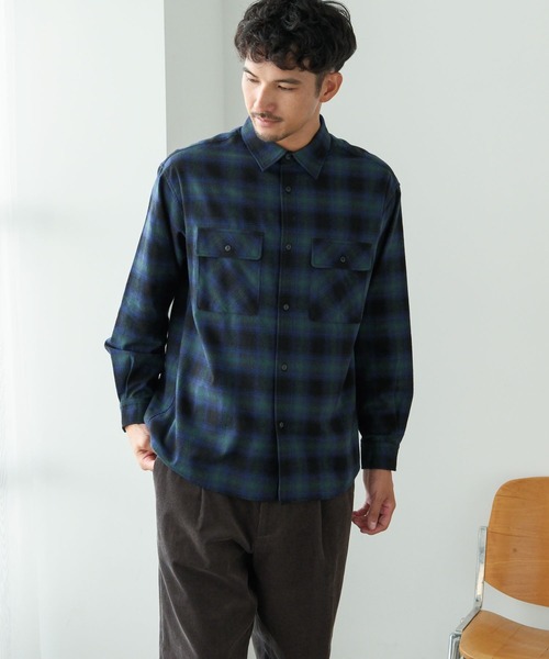 FOUND GOOD（ファウンドグッド）の「アソート柄ネルシャツ（シャツ/ブラウス・メンズ・ベージュ/ブラック/ホワイト系1/ネイビー・L/M/S/XL）」の20枚目の写真