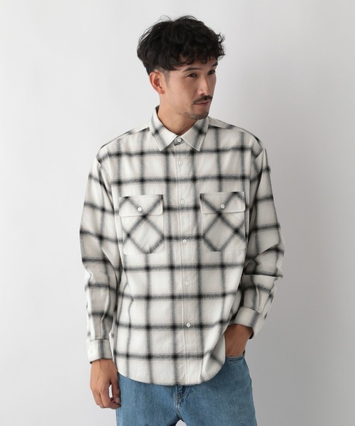 FOUND GOOD（ファウンドグッド）の「アソート柄ネルシャツ（シャツ/ブラウス・メンズ・ベージュ/ブラック/ホワイト系1/ネイビー・L/M/S/XL）」の21枚目の写真