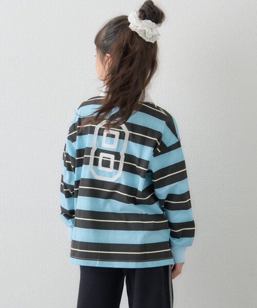 PENNEYS(ぺニーズ)の「【KIDS】【FOX×TYPY】《ジュニアサイズあり》ボーダーラガーシャツ(Tシャツ/カットソー・キッズ・グリーン/サックスブルー/ピンク/ネイビー/チャコールグレー・110/130/150)」の4枚目の写真