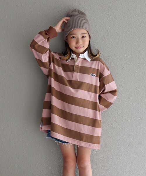 PENNEYS(ぺニーズ)の「【KIDS】【FOX×TYPY】《ジュニアサイズあり》ボーダーラガーシャツ(Tシャツ/カットソー・キッズ・グリーン/サックスブルー/ピンク/ネイビー/チャコールグレー・110/130/150)」の18枚目の写真