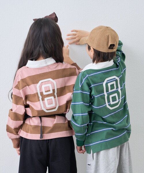 PENNEYS(ぺニーズ)の「【KIDS】【FOX×TYPY】《ジュニアサイズあり》ボーダーラガーシャツ(Tシャツ/カットソー・キッズ・グリーン/サックスブルー/ピンク/ネイビー/チャコールグレー・110/130/150)」の21枚目の写真