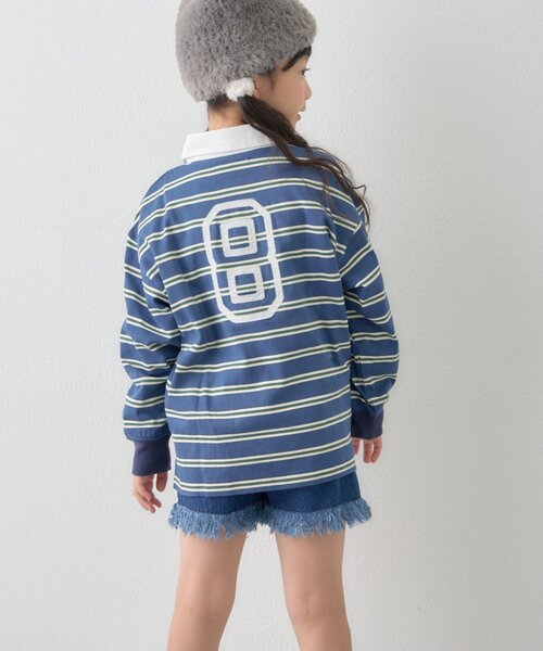 PENNEYS(ぺニーズ)の「【KIDS】【FOX×TYPY】《ジュニアサイズあり》ボーダーラガーシャツ(Tシャツ/カットソー・キッズ・グリーン/サックスブルー/ピンク/ネイビー/チャコールグレー・110/130/150)」の15枚目の写真