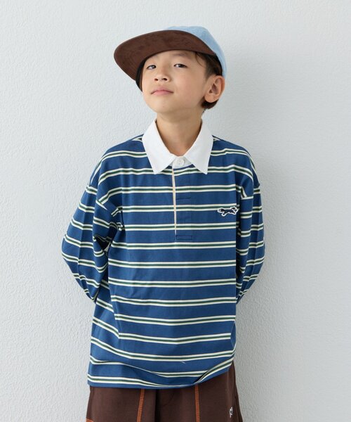 PENNEYS(ぺニーズ)の「【KIDS】【FOX×TYPY】《ジュニアサイズあり》ボーダーラガーシャツ(Tシャツ/カットソー・キッズ・グリーン/サックスブルー/ピンク/ネイビー/チャコールグレー・110/130/150)」の16枚目の写真