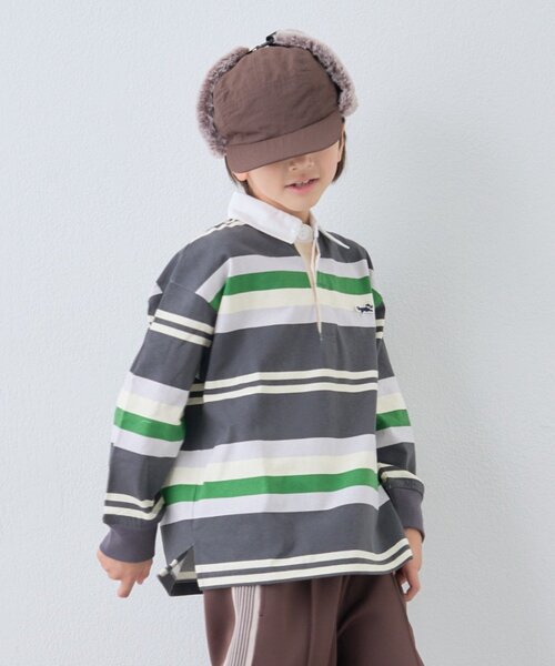 PENNEYS(ぺニーズ)の「【KIDS】【FOX×TYPY】《ジュニアサイズあり》ボーダーラガーシャツ(Tシャツ/カットソー・キッズ・グリーン/サックスブルー/ピンク/ネイビー/チャコールグレー・110/130/150)」の7枚目の写真