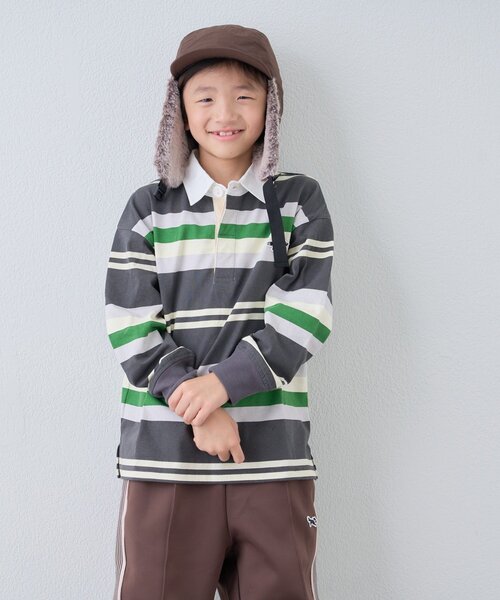 PENNEYS(ぺニーズ)の「【KIDS】【FOX×TYPY】《ジュニアサイズあり》ボーダーラガーシャツ(Tシャツ/カットソー・キッズ・グリーン/サックスブルー/ピンク/ネイビー/チャコールグレー・110/130/150)」の8枚目の写真