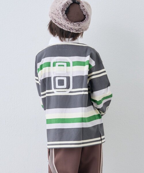 PENNEYS(ぺニーズ)の「【KIDS】【FOX×TYPY】《ジュニアサイズあり》ボーダーラガーシャツ(Tシャツ/カットソー・キッズ・グリーン/サックスブルー/ピンク/ネイビー/チャコールグレー・110/130/150)」の9枚目の写真