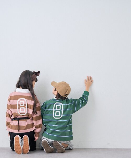 PENNEYS(ぺニーズ)の「【KIDS】【FOX×TYPY】《ジュニアサイズあり》ボーダーラガーシャツ(Tシャツ/カットソー・キッズ・グリーン/サックスブルー/ピンク/ネイビー/チャコールグレー・110/130/150)」の6枚目の写真