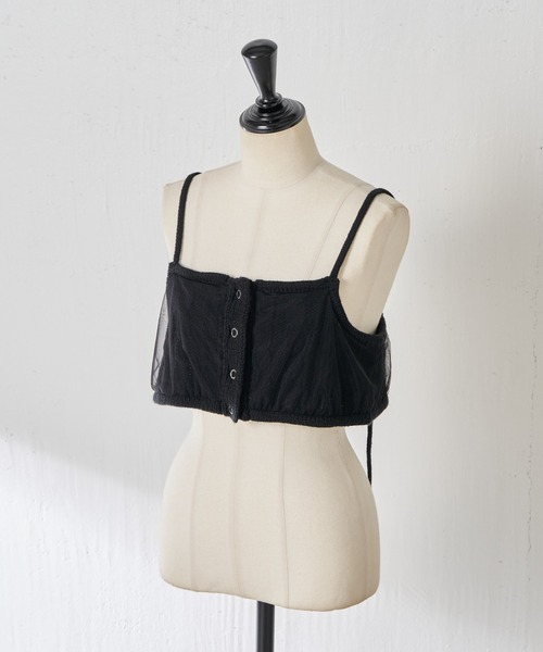 COLLAGE GALLARDAGALANTE（コラージュガリャルダガランテ）の「チュールドッキングキャミ（キャミソール・レディース・グレー/ブラック・FREE）」の2枚目の写真