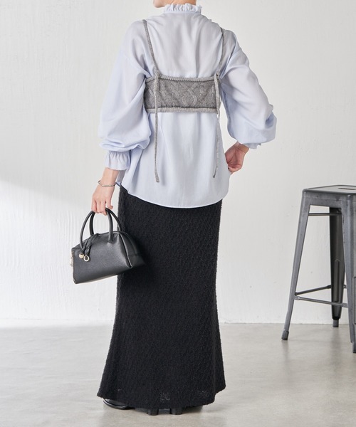 COLLAGE GALLARDAGALANTE（コラージュガリャルダガランテ）の「チュールドッキングキャミ（キャミソール・レディース・グレー/ブラック・FREE）」の11枚目の写真