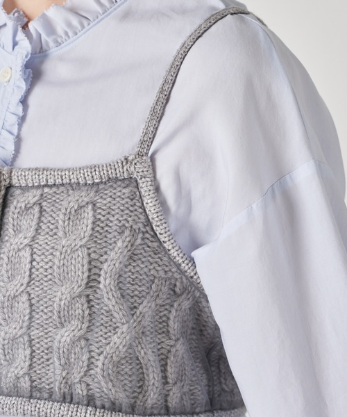 COLLAGE GALLARDAGALANTE（コラージュガリャルダガランテ）の「チュールドッキングキャミ（キャミソール・レディース・グレー/ブラック・FREE）」の14枚目の写真