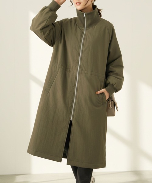 45R 中綿 ナイロン ロング コート 7092023 アウター カーキ 日本製 45R 中綿 ナイロン ロング コート 7092023 アウター カーキ 日本製