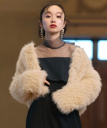 RUIRUE BOUTIQUE（ルイルエブティック）の「パール × エコファー フラッフィー パーティー ジャケット ｜ アウター / ファーコート / コート / ショートコート / エコファーコート（その他アウター）」