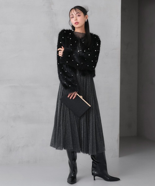 RUIRUE BOUTIQUE（ルイルエブティック）の「パール × エコファー フラッフィー パーティー ジャケット ｜ アウター / ファーコート / コート / ショートコート / エコファーコート（その他アウター・レディース・ホワイト/ピンク/ベージュ/ブラック・L/M）」の11枚目の写真