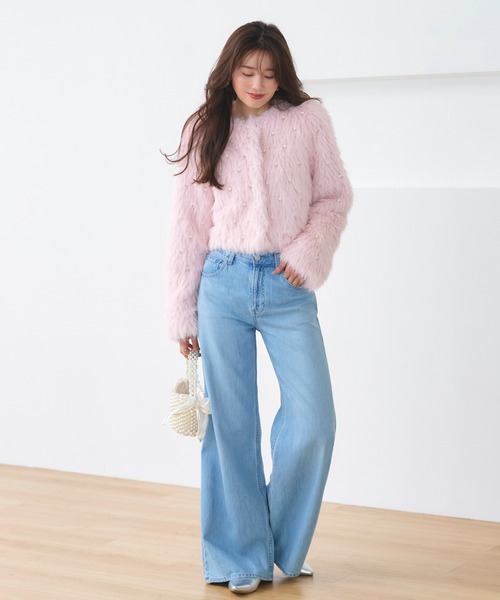 RUIRUE BOUTIQUE（ルイルエブティック）の「パール × エコファー フラッフィー パーティー ジャケット ｜ アウター / ファーコート / コート / ショートコート / エコファーコート（その他アウター・レディース・ホワイト/ピンク/ベージュ/ブラック・L/M）」の13枚目の写真