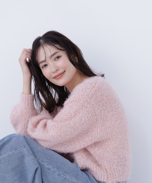 NATURAL BEAUTY BASIC(ナチュラルビューティーベーシック)の「◇フェザーネップニット(ニット/セーター・レディース・ピンク/ブルー/オフホワイト・FREE)」の2枚目の写真