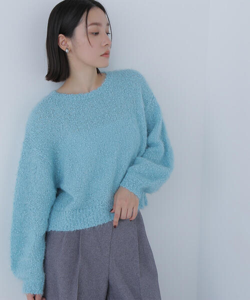 NATURAL BEAUTY BASIC(ナチュラルビューティーベーシック)の「◇フェザーネップニット(ニット/セーター・レディース・ピンク/ブルー/オフホワイト・FREE)」の1枚目の写真