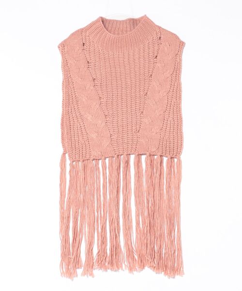 チャイハネ（チャイハネ）の「【チャイハネ】ルティフリンジニットベスト（ベスト・レディース・ホワイト/ピンク/ブラック/ブルー・FREE）」の4枚目の写真