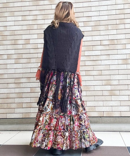 チャイハネ（チャイハネ）の「【チャイハネ】ルティフリンジニットベスト（ベスト・レディース・ホワイト/ピンク/ブラック/ブルー・FREE）」の14枚目の写真