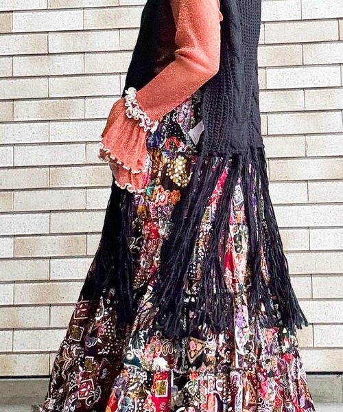 チャイハネ（チャイハネ）の「【チャイハネ】ルティフリンジニットベスト（ベスト・レディース・ホワイト/ピンク/ブラック/ブルー・FREE）」の15枚目の写真