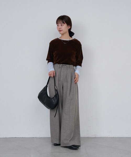 Kastane（カスタネ）の「*【前後2WAY】B ベロアレイヤードライクトップス（Tシャツ/カットソー・レディース・ブラック/アイボリー/ブラウン・FREE）」の20枚目の写真