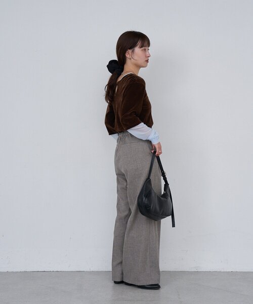 Kastane（カスタネ）の「*【前後2WAY】B ベロアレイヤードライクトップス（Tシャツ/カットソー・レディース・ブラック/アイボリー/ブラウン・FREE）」の18枚目の写真