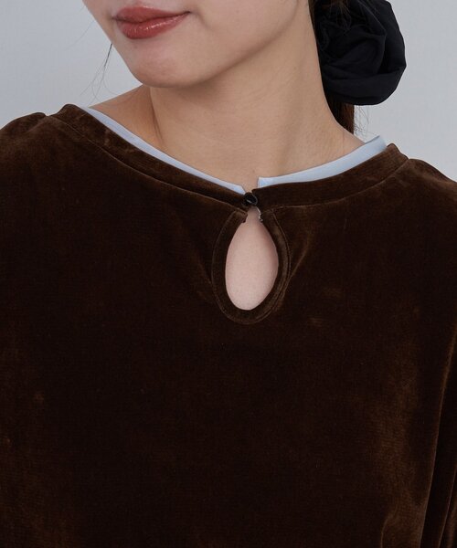 Kastane（カスタネ）の「*【前後2WAY】B ベロアレイヤードライクトップス（Tシャツ/カットソー・レディース・ブラック/アイボリー/ブラウン・FREE）」の19枚目の写真