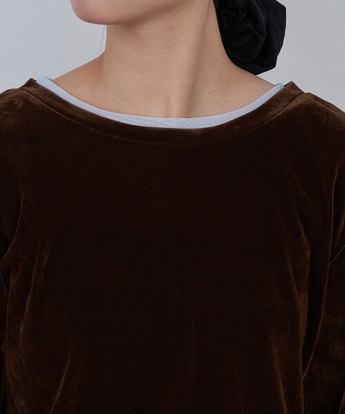Kastane（カスタネ）の「*【前後2WAY】B ベロアレイヤードライクトップス（Tシャツ/カットソー・レディース・ブラック/アイボリー/ブラウン・FREE）」の21枚目の写真
