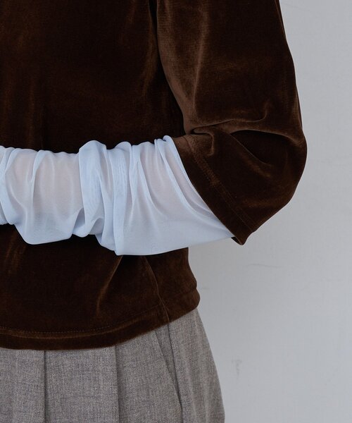 Kastane（カスタネ）の「*【前後2WAY】B ベロアレイヤードライクトップス（Tシャツ/カットソー・レディース・ブラック/アイボリー/ブラウン・FREE）」の16枚目の写真