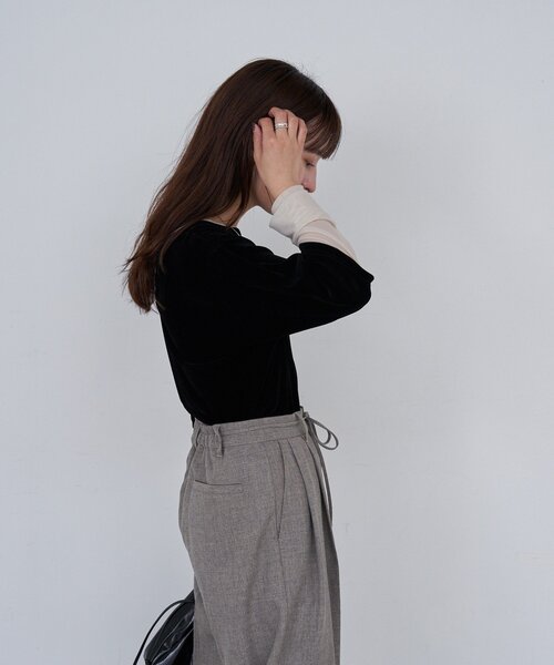 Kastane（カスタネ）の「*【前後2WAY】B ベロアレイヤードライクトップス（Tシャツ/カットソー・レディース・ブラック/アイボリー/ブラウン・FREE）」の15枚目の写真