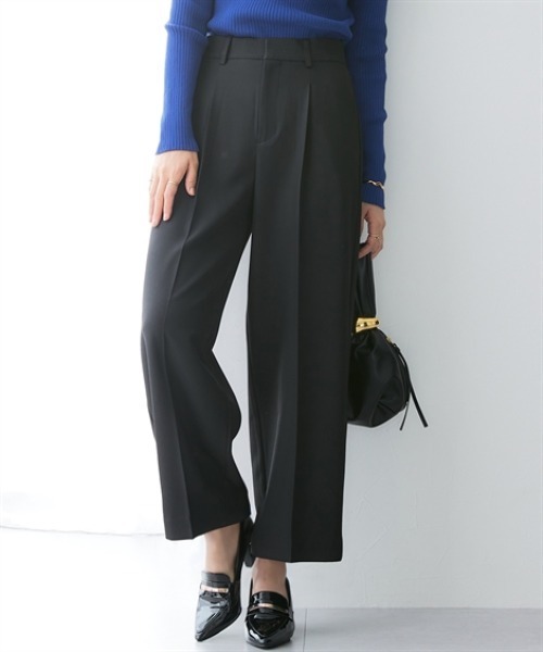 7days Life Styling（セブンデイズライフスタイリング）の「【テーパード/ワイド】万能センタープレスタックテーパードパンツ（レギュラー丈）【しわになりにくい・速乾・UVカット】＜大きいサイズ有＞（スラックス・レディース・杢グレー/ブラック/グレー系1/ブラック系1/ネイビー系1/ネイビー・S/M/L/LL/3L/4L/TS/TM/TL/TLL/T3L/T4L）」の3枚目の写真