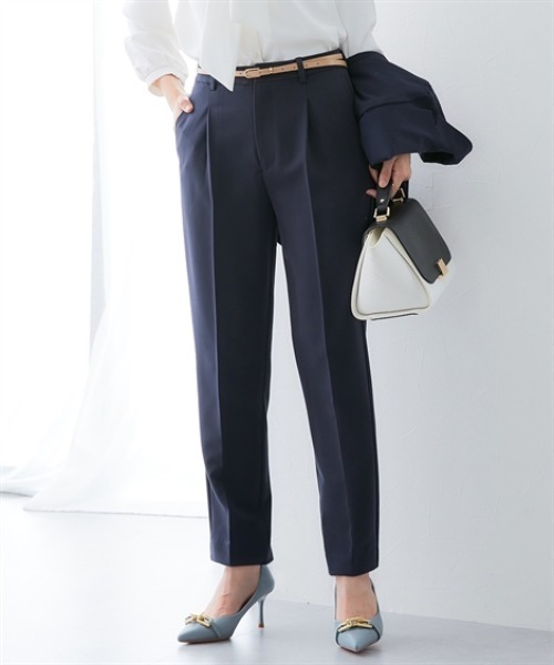 7days Life Styling（セブンデイズライフスタイリング）の「【テーパード/ワイド】万能センタープレスタックテーパードパンツ（レギュラー丈）【しわになりにくい・速乾・UVカット】＜大きいサイズ有＞（スラックス・レディース・杢グレー/ブラック/グレー系1/ブラック系1/ネイビー系1/ネイビー・S/M/L/LL/3L/4L/TS/TM/TL/TLL/T3L/T4L）」の5枚目の写真