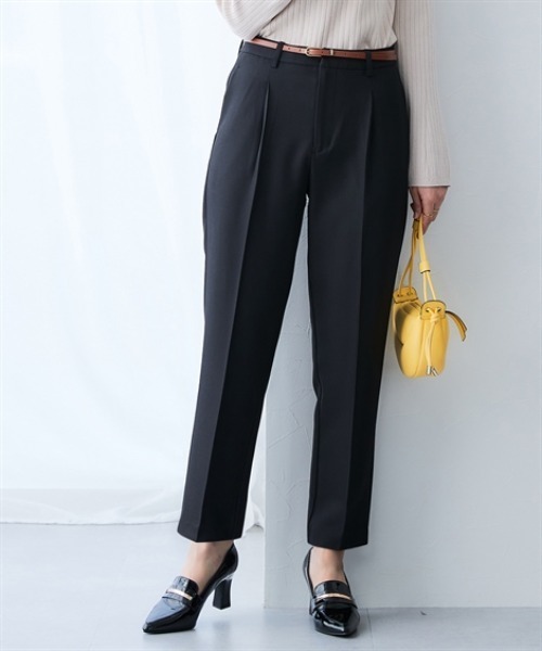 7days Life Styling（セブンデイズライフスタイリング）の「【テーパード/ワイド】万能センタープレスタックテーパードパンツ（レギュラー丈）【しわになりにくい・速乾・UVカット】＜大きいサイズ有＞（スラックス・レディース・杢グレー/ブラック/グレー系1/ブラック系1/ネイビー系1/ネイビー・S/M/L/LL/3L/4L/TS/TM/TL/TLL/T3L/T4L）」の2枚目の写真