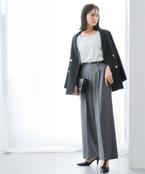 7days Life Styling（セブンデイズライフスタイリング）の「【テーパード/ワイド】万能センタープレスタックテーパードパンツ（レギュラー丈）【しわになりにくい・速乾・UVカット】＜大きいサイズ有＞（スラックス・レディース・杢グレー/ブラック/グレー系1/ブラック系1/ネイビー系1/ネイビー・S/M/L/LL/3L/4L/TS/TM/TL/TLL/T3L/T4L）」の9枚目の写真