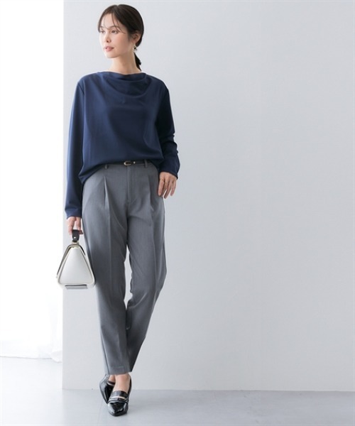 7days Life Styling（セブンデイズライフスタイリング）の「【テーパード/ワイド】万能センタープレスタックテーパードパンツ（レギュラー丈）【しわになりにくい・速乾・UVカット】＜大きいサイズ有＞（スラックス・レディース・杢グレー/ブラック/グレー系1/ブラック系1/ネイビー系1/ネイビー・S/M/L/LL/3L/4L/TS/TM/TL/TLL/T3L/T4L）」の7枚目の写真