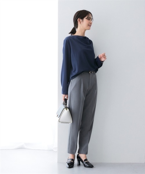 7days Life Styling（セブンデイズライフスタイリング）の「【テーパード/ワイド】万能センタープレスタックテーパードパンツ（レギュラー丈）【しわになりにくい・速乾・UVカット】＜大きいサイズ有＞（スラックス・レディース・杢グレー/ブラック/グレー系1/ブラック系1/ネイビー系1/ネイビー・S/M/L/LL/3L/4L/TS/TM/TL/TLL/T3L/T4L）」の8枚目の写真