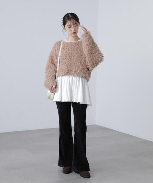 FREE'S MART(フリーズマート)の「◆ベロアフレアレギンスパンツ(その他パンツ・レディース・ブラウン/ブラック・SMALL/MEDIUM)」の6枚目の写真