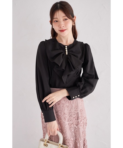 パール付きリボンラッフルブラウス（シャツ/ブラウス）｜tocco closet