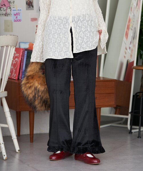 CIAOPANIC(チャオパニック)の「【neutral by ciaopanic】2サイズ展開/裾フリルフレアパンツ(その他パンツ・レディース・ホワイト/ブラウン/ブラック・0/1)」の3枚目の写真