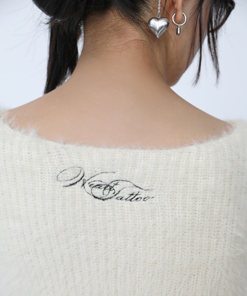 Heart Tattoo(ハートタトゥー)の「Heart button mohair like cardigan / ハートボタン モヘアライク カーディガン(カーディガン/ボレロ・レディース・ホワイト/ブラック・FREE)」の16枚目の写真